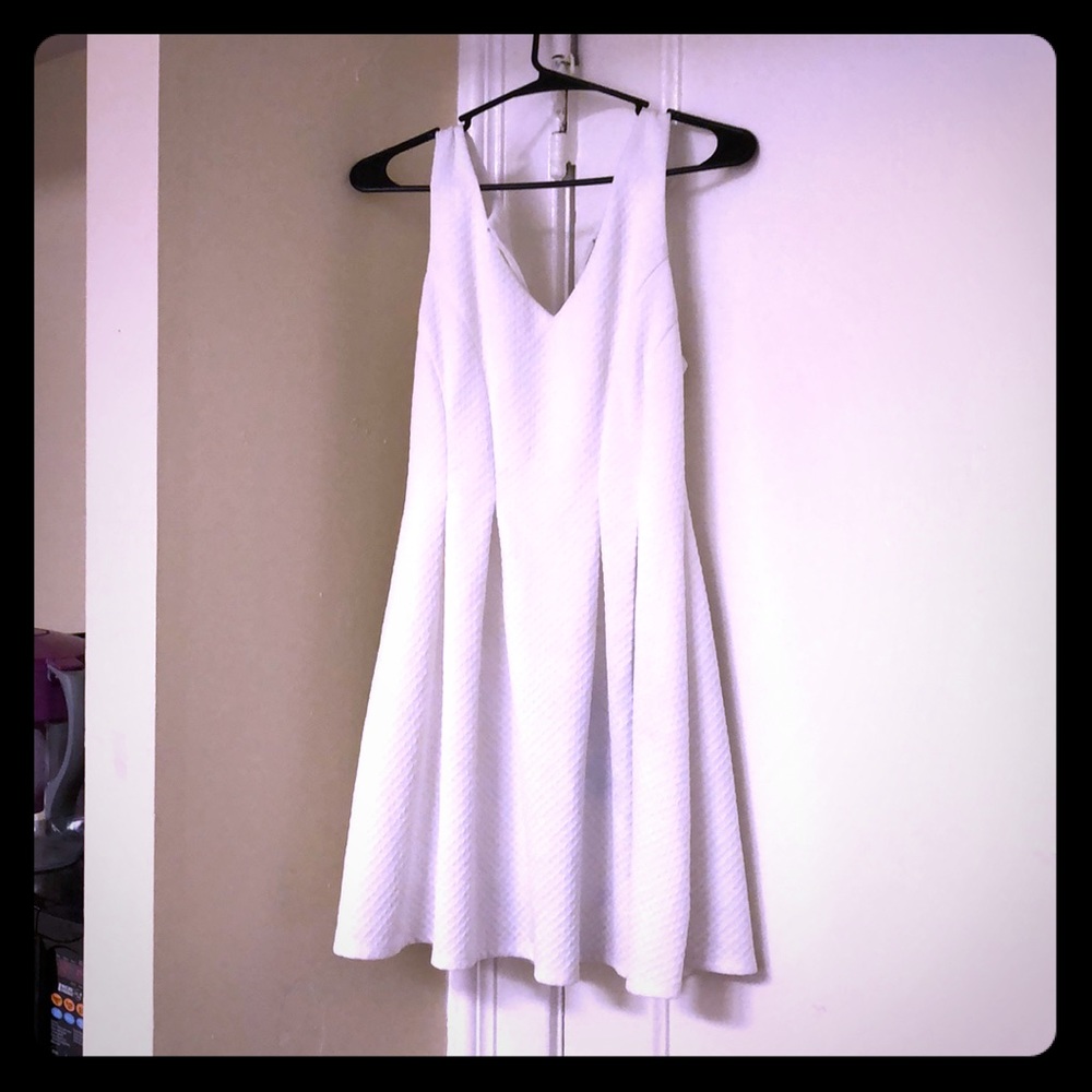Woven Pattern White Dress